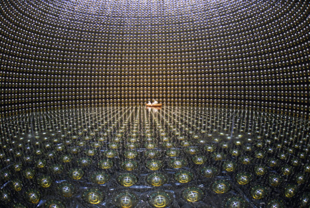 The Super-Kamiokande observatory shown when it was being refilled with water in 2006